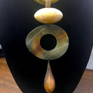 Handmade Buffalo Horn beads from Vietnam. Stunning Runway Necklace.